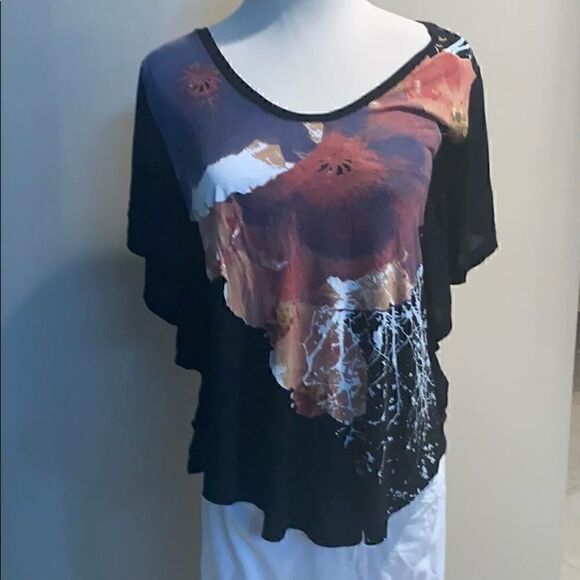 free People Women's butterfly top with abstract print size SP - Picture 2 of 6